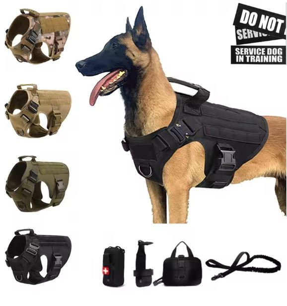 Gilet militaire tactique avec laisse – Harnais pour chien