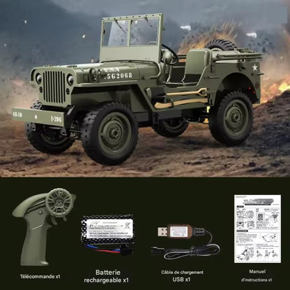 4x4 JW Militaire télécommandé – Version armée réaliste avec accessoires