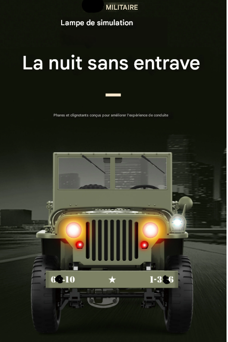 4x4 JW Militaire télécommandé – Version armée réaliste avec accessoires